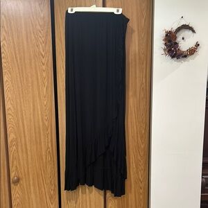 French Laundry Black Asymmetrical Wrap Maxi Skirt